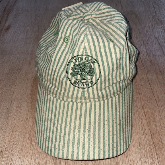 Live Oak Brand Green Pinstripe Strap Back Adult Cap‎ Hat - Picture 1 of 5